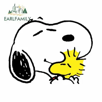 

EARLFAMILY 13cm x 10.5cm for Snoopy DIY Motorcycle Car Stickers Occlusion Scratch Waterproof 3D Sticker Window SUV Decoration