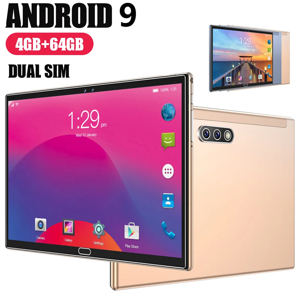 Планшет на Android 9 10 1 дюйма GPS 2 SIM-карты 8 ядер 1960x108 IPS HD экран 4 Гб ОЗУ 64 ПЗУ |