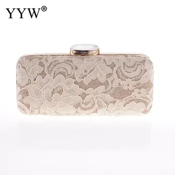 

Apricot Prom Handbag Purse Women'S Elegant Floral Lace Evening Party Clutch Purse Bridal Wedding Handbag Pochette Femme 2019
