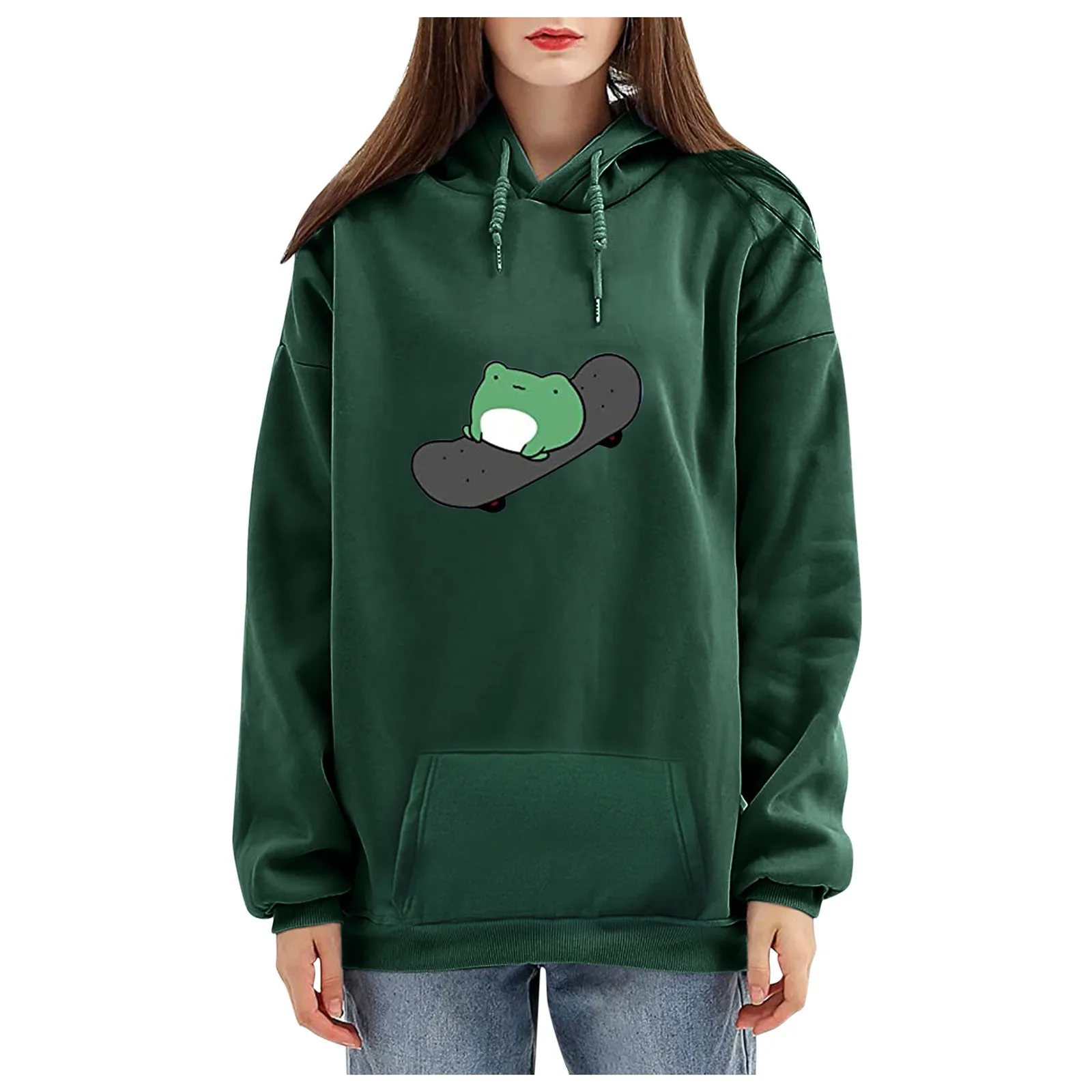 Women's Cute Sweatshirt Skateboard Printing Long Sleeve Hoodie Pullover 1