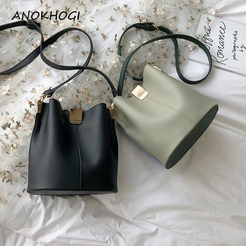 

Green Bucket Solid Women Shoulder Bags Korean Style Summer New Fashion Female Crossbody Bag Messengers B471
