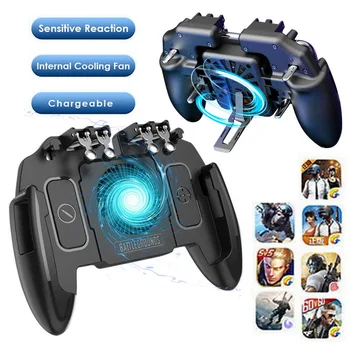 

New Mobile controller joystick Turnover Button Gamepad for iOS Android Six 6 Finger Operating Gamepad With Cooling Fan