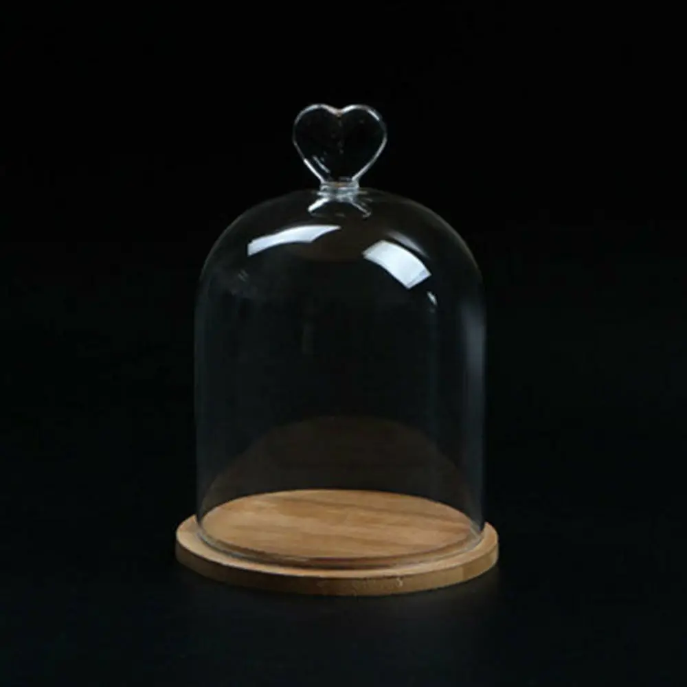 Светло-серый Домашний декор стеклянные вазы цветок дисплей Cloche колокольчик купольная бессмысловая сохранение+ деревянная основа Everlasting цветок стеклянная крышка - Цвет: Светло-серый