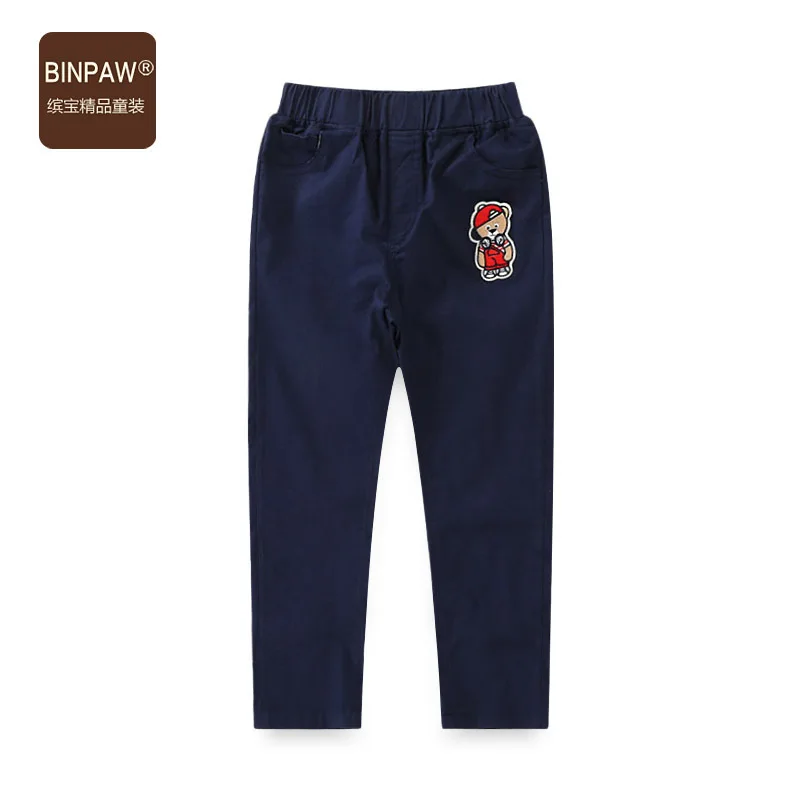 

2019 New Style Autumn Clothing Boys Trousers Bin Paw Korean-style Big Boy Embroidered Bear Casual Pants Gentleman Trousers
