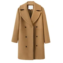 SAGACE Женское шерстяное пальто с длинным рукавом пальто Зима Новая мода горячая Распродажа длинное двубортное элегантное темперамент