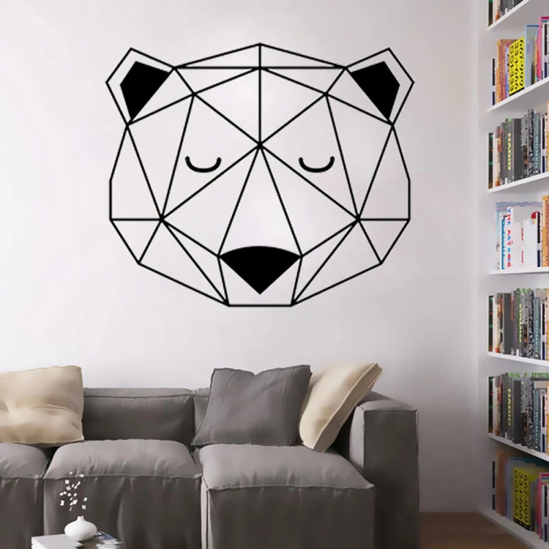 Мультяшные настенные наклейки с головой медведя 3D лесные животные ПВХ наклейка