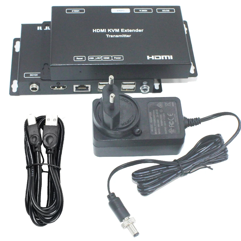 HDMI KVM удлинитель cat5e/6 кабель до 100 м USB 1080P(2-way POC+ 4-USB порт+ 12V Блокировка питания