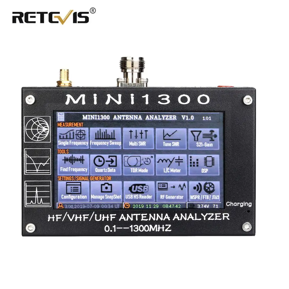 Антенный Анализатор Retevis Mini 1300 HF/VHF/UHF диапазон частот 0 1 МГц измеритель частоты SWR