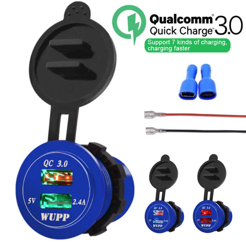 

Car Quick Charger QC 3.0 Power Adapter Dual USB Vehicle DC 12 V-24 V Cigarette Socket Lighter 2 port For iPhone Android