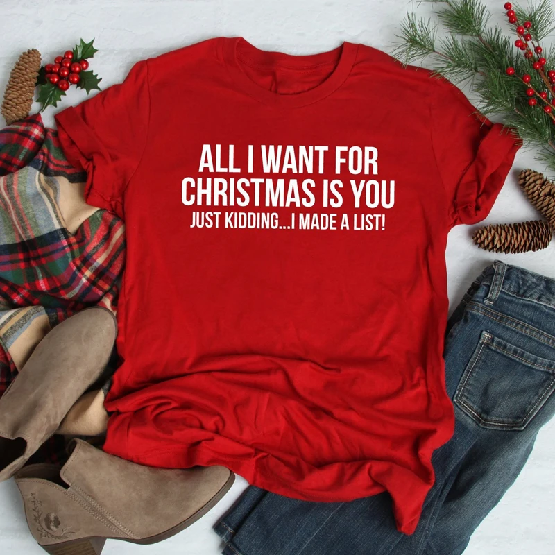 Все что я хочу на Рождество это вы футболка забавная унисекс с коротким рукавом