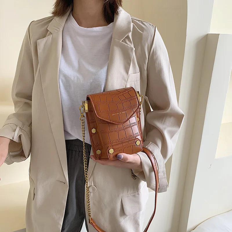 

Western style women's bag crocodile pattern 2019 popular chain bag ladies shoulder Joker Messenger bag