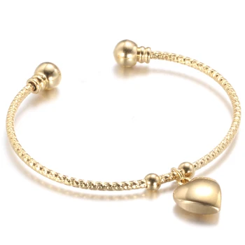 

gold Color Stainless Steel heart Bracelet Bangle Fashion Initial Charms Bracelets For Women