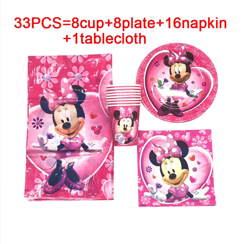 Decoraciones Para Fiesta De Cumpleanos Desechables De Tematica De Minnie Mouse Rosa Plato De Copa De Minnie Para Ninos Y Ninas Suministros De Decoracion Para Fiesta Juego De Vajilla Vajilla De Fiesta Desechable
