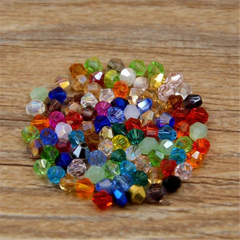 

100Pcs Exquisite 4mm Bicone Beads Multicolor Crystal Glass Beads for Jewelry Marking DIY Necklace Bracelet Craft