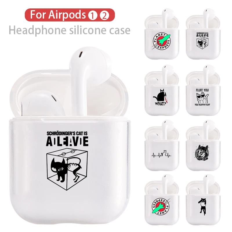 

DIFFRBEAUTY Simple Line Cute Cat For Apple Airpods1/2 Case Luxury Hard Bluetooth Headphone Protective Case for Airpods1/2 Cases