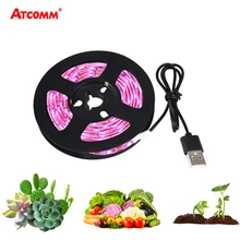 5 в USB СВЕТОДИОДНЫЙ светильник для выращивания, полный спектр, Светодиодная лента, светильник s 1 м 2 м IP65 SMD 2835 Светодиодный, фито-Диодная лампа для выращивания растений, палаток, гидропонная лампа