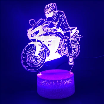 

3D Fast and Furious Motorcycle LED Night Light Color Changeable Table Lamp Methacrylate plate children nightlight Lamparas