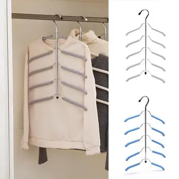 

Steel Clothes Hanger Closet Storage Holder Multifunctional Non-Slip Storage Rack 5 Layer Wardrobe Shirt Hanger Clothing Rack