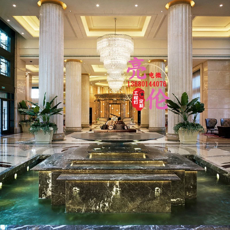 Luxury hotel lobby lobby crystal light clubhouse KTV hotel rotunda villa spiral staircase long chandelier