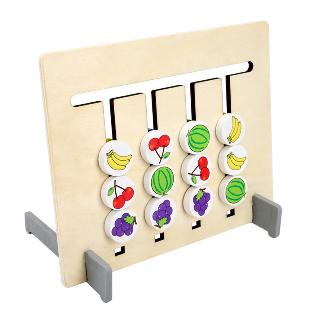 astounding  Colors Fruits Double Sided Matching Game Logical Reasoning Training Toys Early Learning Wooden Toys