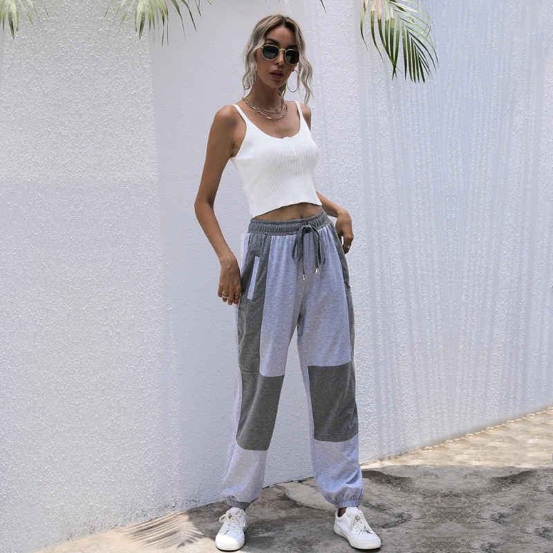 

Women Casual Loose Pants Sweatpant Lace-up Drawstring Lady Workout Long Trousers 649C