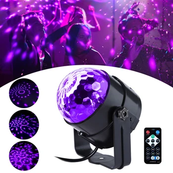 

Sound Activated UV 3W LED Crystal Magic Ball Stage Lamp Disco Ball Party Strobe Light With Remote Control