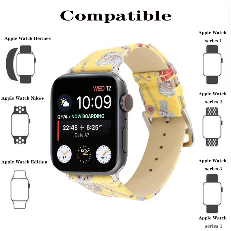 Кожаный ремешок с узором цепочки для Apple Watch Series 5 4 44/40 мм кожаный браслет