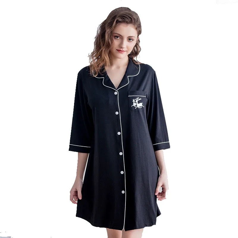 Женская хлопковая ночная рубашка одежда для сна размера плюс из хлопка с длинным