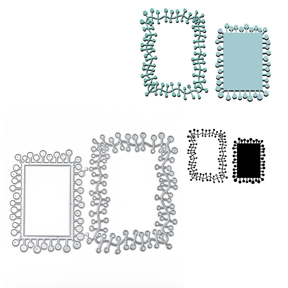 YaMinSanNiO 2Pcs Rectangle Frame Metal Cutting Dies DIY Etched Dies Craft Paper Card Making Scrapbooking Embossing New