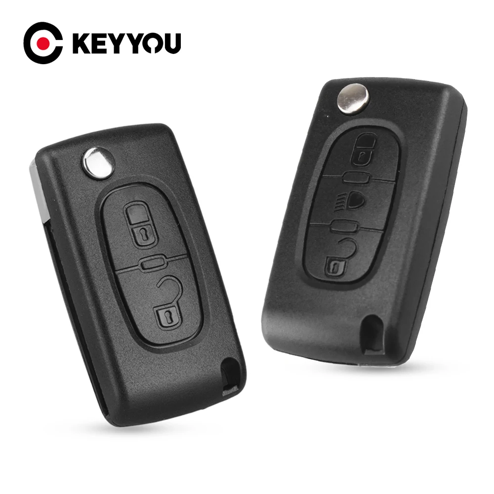 Раскладной чехол KEYYOU для автомобильного ключа пульта с 2 кнопками PEUGEOT 206 307 308 207 407