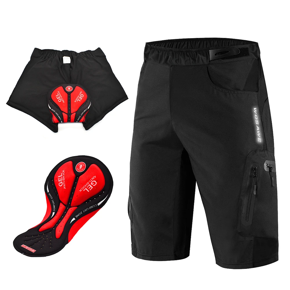 

WOSAWE Cycling Shorts 3D GEL Silicone Pad Breathable Loose Short MTB Shorts Bike Shorts Men Running Bicycle Pants Riding Shorts