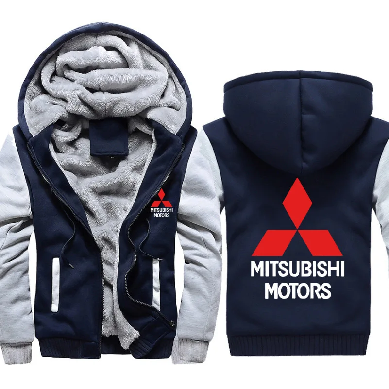 Мужские толстовки с капюшоном с логотипом Mitsubishi, мужская куртка с капюшоном, зимние Утепленные флисовые хлопковые куртки на молнии, мужские спортивные костюмы