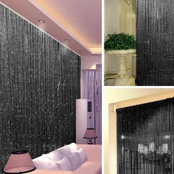 

String Door Curtain Beads Room Divider Tassel Line Curtains Panel With Bead Door Window Living Room Home Decor White Black