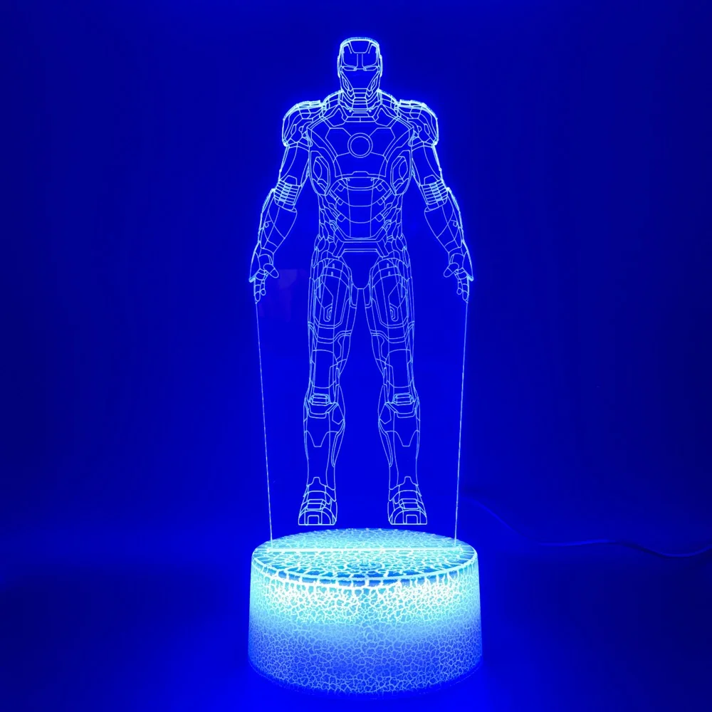 3d оптическая лампа Marvel фигурка железного человека для спальни декоративная настольная лампа классный детский подарок детский ночной Светильник Ironman светодиодный ночной Светильник