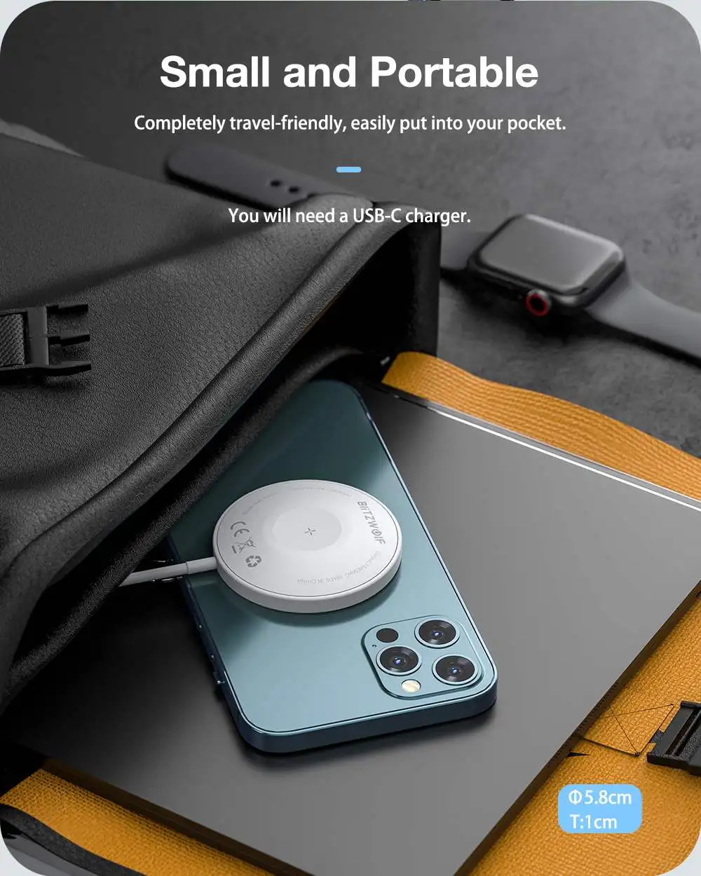 BlitzWolf BW FWC9 3 In 1 15W Magnetic Wireless Charger description image 2