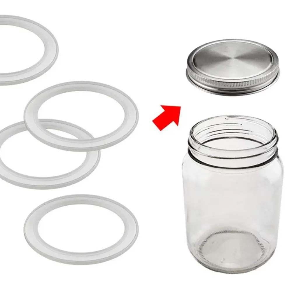 10Pcs Silicone Gasket Sealing Rings Reusable Food-Grade Airtight Rubber Seal for Mason Jar/Ball Plastic Storage Cap Caning Jar Lids White 2.8 inch 