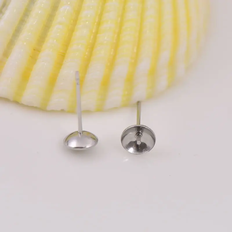 DIY круглые бусины из нержавеющей стали аксессуары для ухода 4 мм жемчужная чаша-держатель Ушная игла не аллергия не выцветает аксессуары