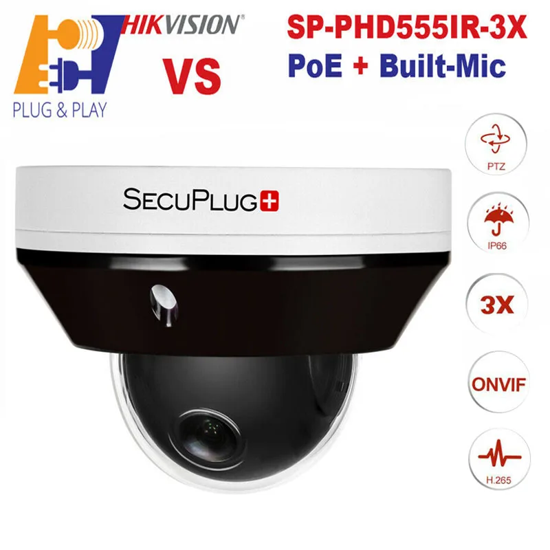 Ip-камера Hikvision совместимая 5MP PoE ip PTZ купольная камера 3X оптический зум Встроенный микрофон wifi камера безопасности