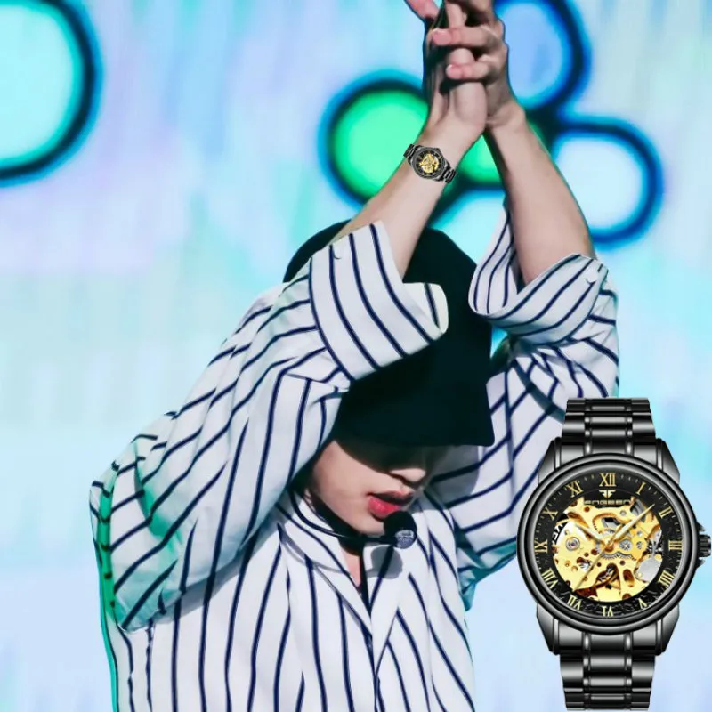 

2020 Boss Watch KPOP EXO Mens Luminous Watch Automatic Self-Wind Watch Men Mechanical Relogio Masculino Business Wrist Watches