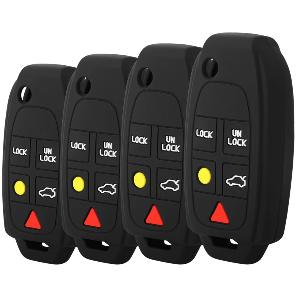 

5 Button Silicone Rubber Car Key Case Cover For Volvo XC90 S80 Floding Key Cover Protect Shell Case Flip Remote Keyless
