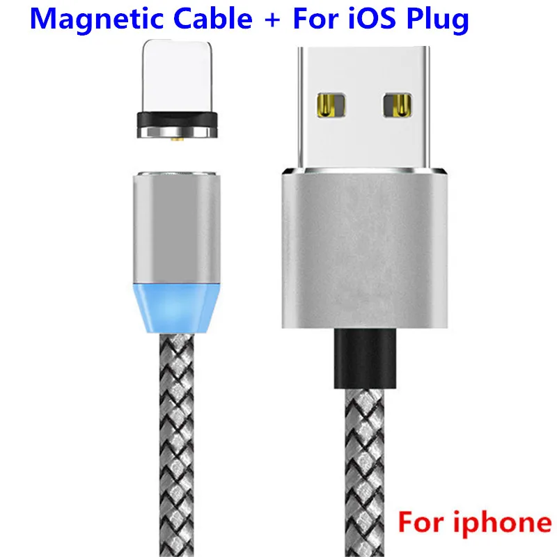 2A быстрое зарядное устройство для мобильного телефона Магнитный кабель для iphone nokia Asus магнитное зарядное устройство honor 8x 7c 7a pro redmi 8a 7a 7 6A Micro usb C - Цвет: For iphone