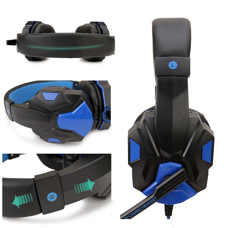 3 5mm Gaming Headsets Big Headphones Mic Stereo Earphones Deep Bass for PC Computer Gamer Laptop