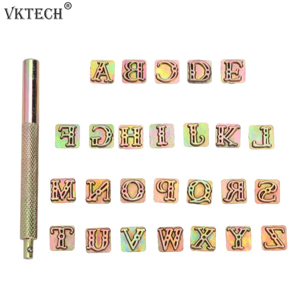 26 Stamps Zinc Alloy Letters Stamping Symbol Set Leather Marking Tools Metal Leather Punching Tools DIY Craft Number Letter Stamp Set Leather Craft Stamps Leather Letter Punch Alphabet Number Stamp Set Metal Stamping Marker
