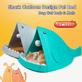 

Top Quality Cute Felt Pet Cat Beds Nest Dog House Basket Rabbit Pet Cave Funny Fish-Type Pet Nest Portable Foldable Pupply House