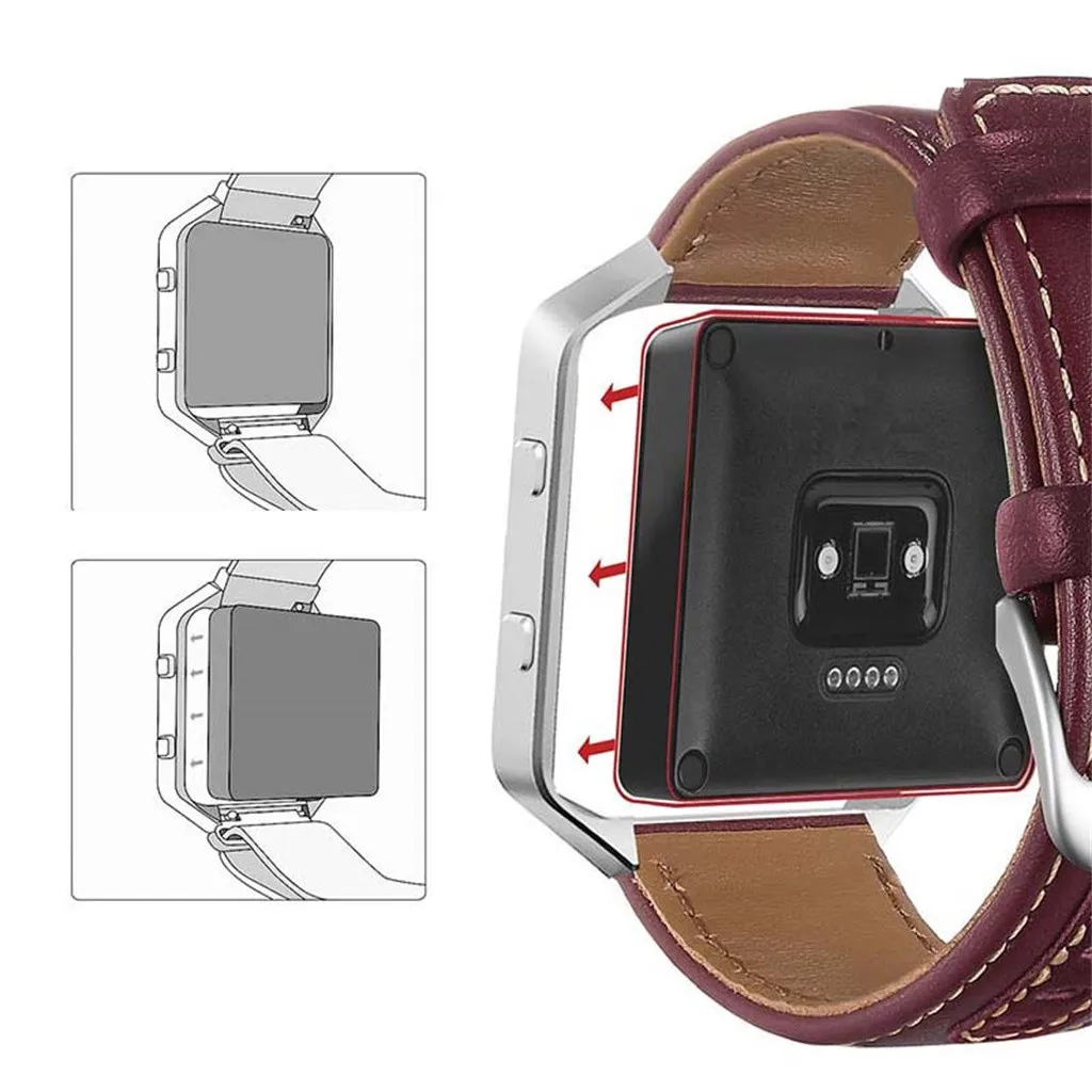 Кожаный сменный Плетеный ремешок для часов Ремешок с рамкой для Fitbit Blaze