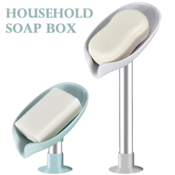 Leaf-shaped Soap Dish Box Soap Holder Drain Rack Toilet Soap Box Perforated Free Standing Suction Cup Travel Bathroom Accessorie