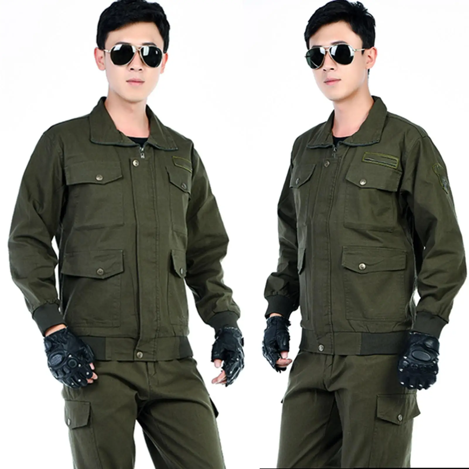 

Men Tracksuit Casual Long Sleeve Workwear Suits Wear-Resistant Work Clothes with Pockets Streetwear Two Piece Outfits Sets