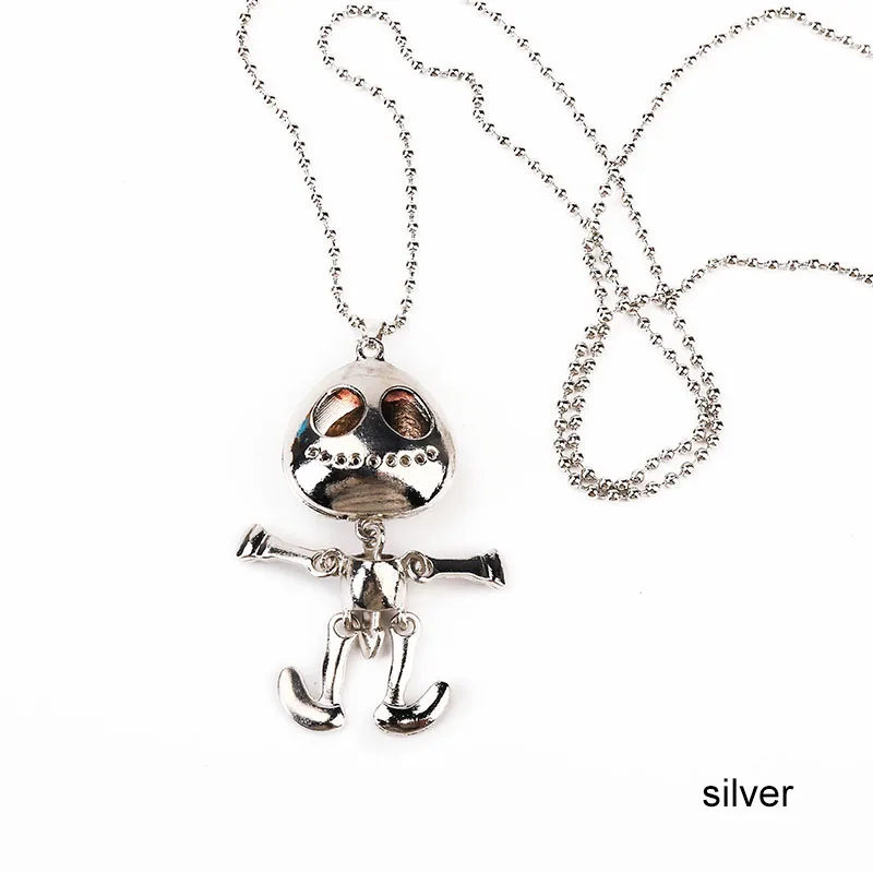 Серебристый Europe And America Classic Style Bead Chain Cartoon Characters Chains Necklaces Metal Beads Alien Necklace Travel Commemoration - Цвет основного камня: Серебристый