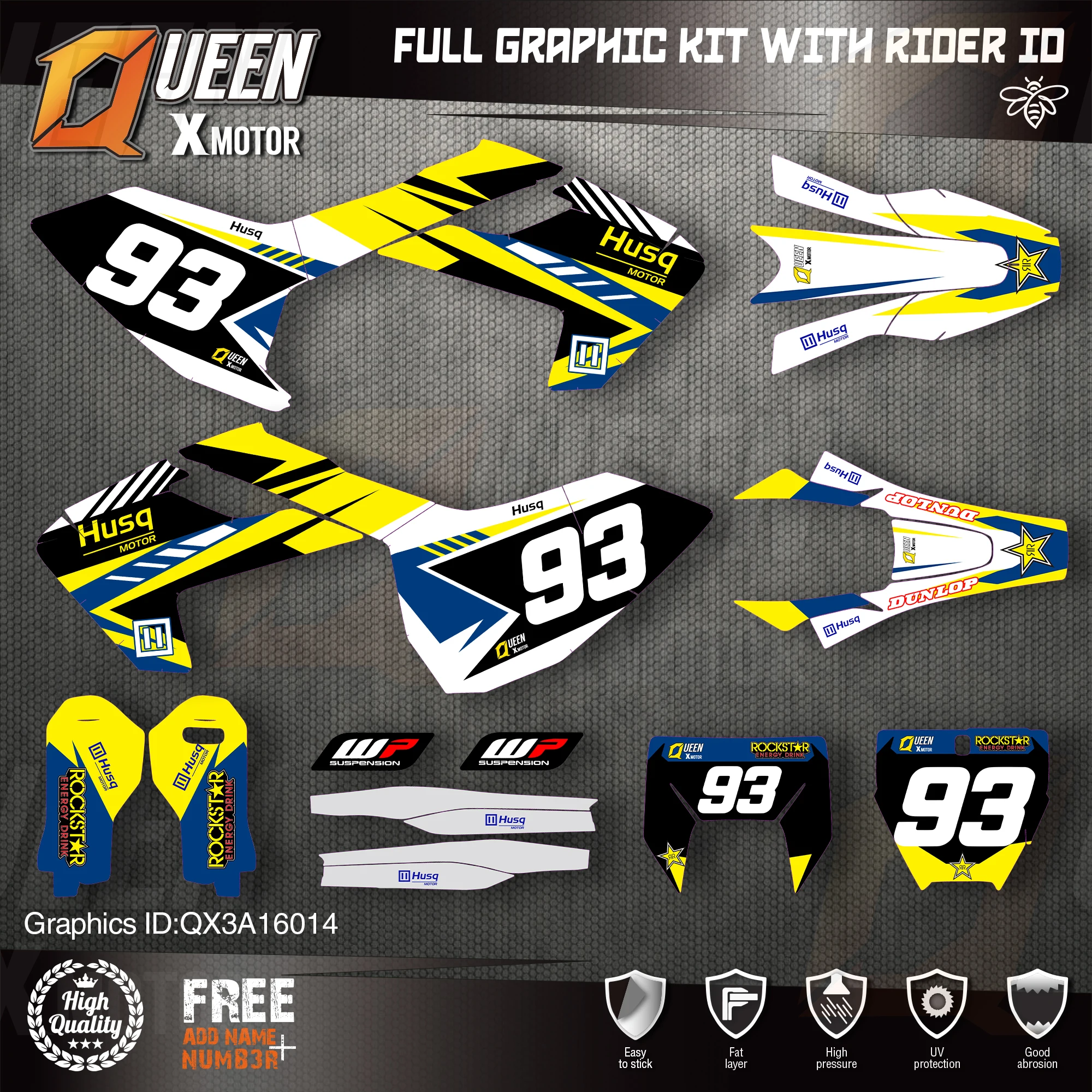 QUEEN X MOTOR Custom Team графические наклейки Набор наклеек для Husqvarna Decal 2016-18 TC FC TX FX FS 17-19 TE FE