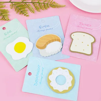 

Creative Cute Breakfast Food Egg Toast Onigiri Doughnut Sticky Notes Post It Adhesive Memo Pad School Planner Paper Sticker